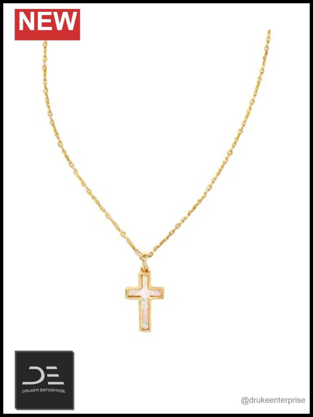 Kendra Scott Cross Pendant Necklace 19-Inch Gold Plated Brass Chain